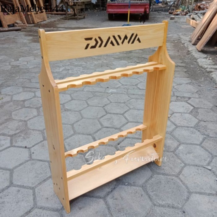 

Rak Joran Pancing/ Rod holder/ Rak joran kayu 16 lubang antik