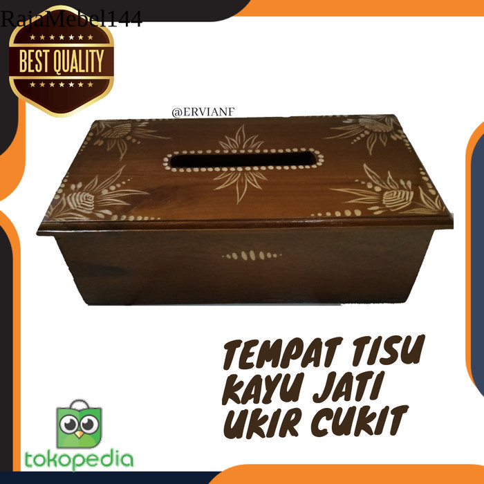 

Tempat tisu kayu jati ukir cukit bentuk kotak termurah