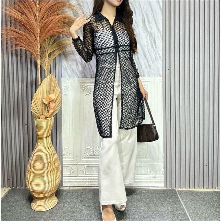 PREKTUS - ZRX Model Outer Hijab LELAN Brukat  MALIKA OUTER / OUTER LACE TUNIK CARDIGAN PANJANG WANIT