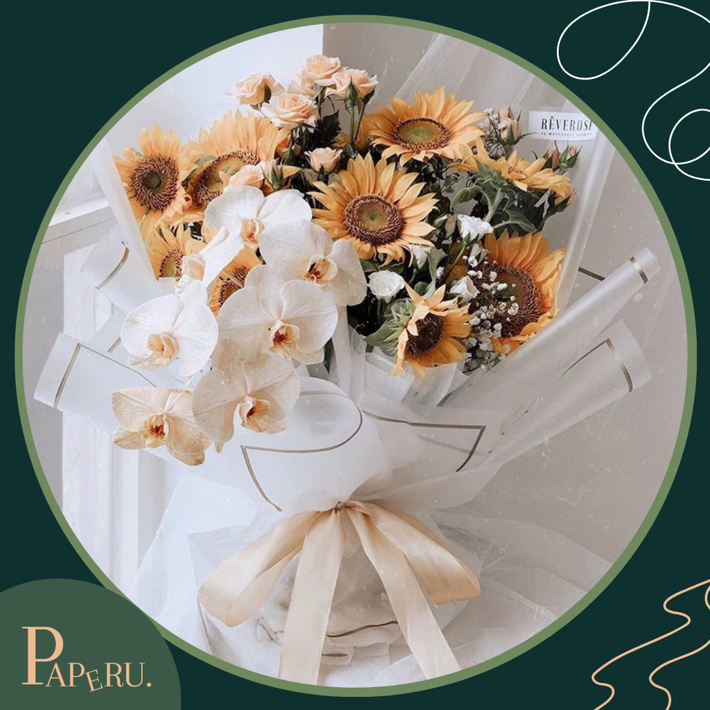 

[PAPERU] Matte Line Border Flower Wrapping Paper Kertas Buket Bunga Waterproof