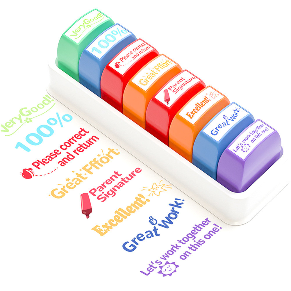 

8Pcs Teacher Stamps Encouraging Comments Self-inking Grading Stamps Motivation Stamps School Supplies for Parent Signature