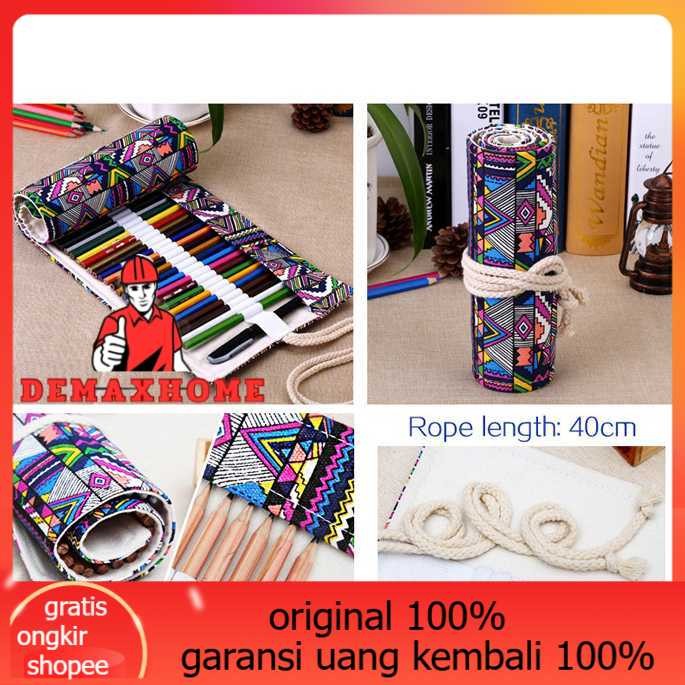 

MARCO Bohemian Tas Tempat Pensil Gulung Canvas 48 Slot 20.5x56cm - EN-71