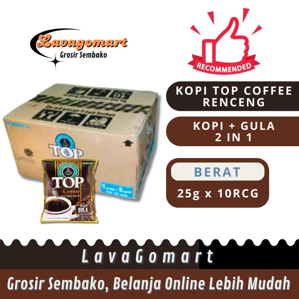 

KOPI TOP COFFEE GULA 2 IN 1 SACHET 25g - 1 DUS - LAVAGOMART - BANDUNG