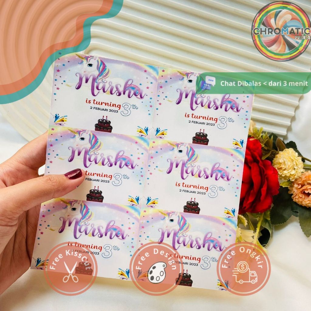 

chromatic Print Sticker Ulang Tahun Anak Stiker Label Ultah Ulang Taun Bentuk Persegi Free Desain