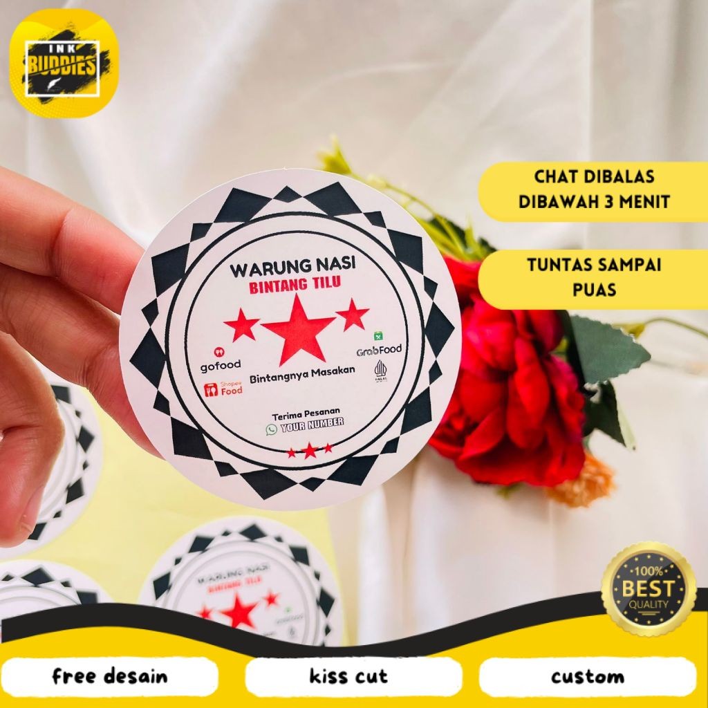 

INB Ready Stiker Rumah Makan Free Desain Sticker Edisi Warung Nasi Restoran Label Box Makanan