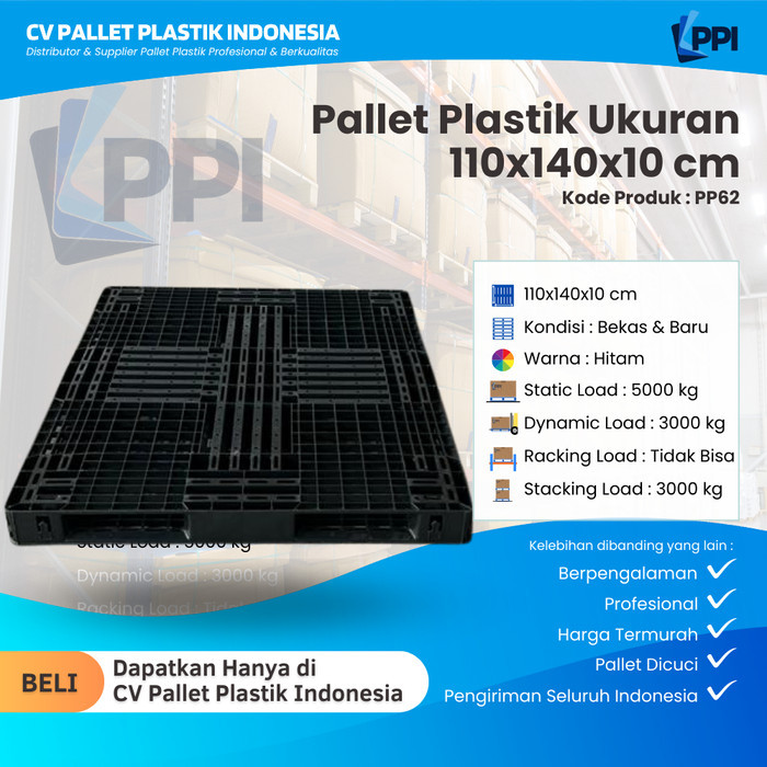

Pallet Plastik Bekas/Baru Ukuran 110x140x10 cm – PP62 / Pallet Plastik Hitam/ Pallet Plastik Jaring