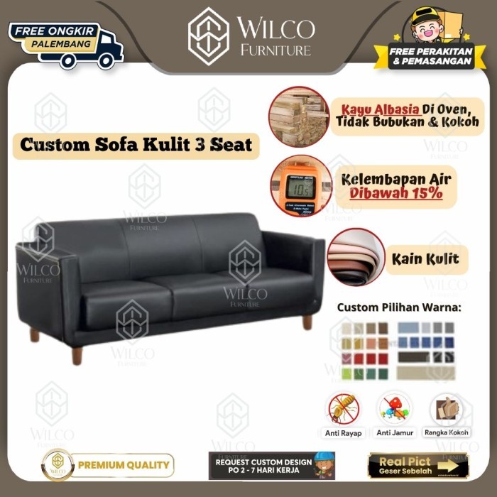 Custom Sofa Tamu Kain Kulit 3 Seat | Kursi Tamu Minimalis | Sofa Tamu Kain Kulit Custom
