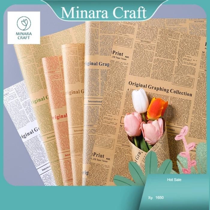 

Minara Kertas Bungkus Buket - 5 Lembar Vintage Newspaper Korea Flower Wrap