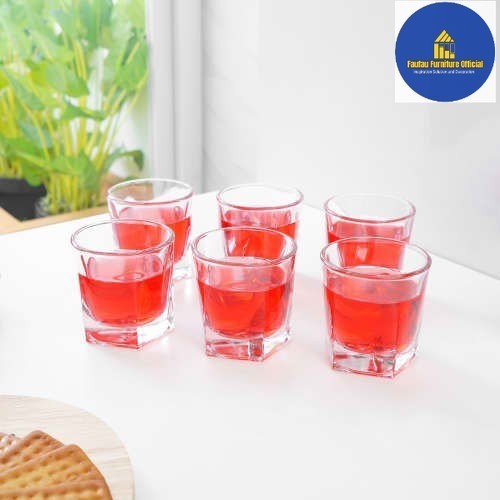 BEST QUALITY 1Set 6pcs Gelas Kecil Kaca Birkdale Cantik Desain Cantik 208ml