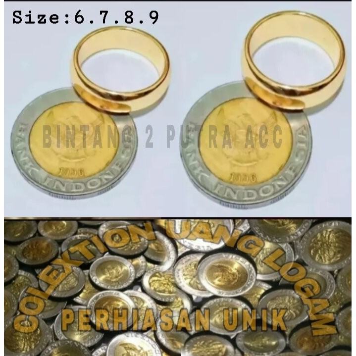 KOIN ASLI Cincin coin logam 1991/cincin anti karat anti luntur lapis emas 24k