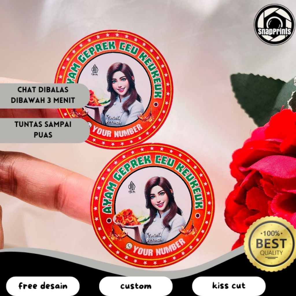 

SP 5-8 Ready Stiker Label Makanan Berat Ayam Geprek Goreng Sticker Bulat Free Desain Custom