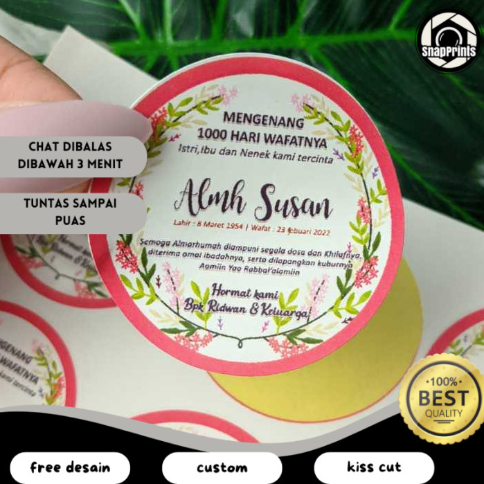 

SP 2-4 Stiker Haul Tahlil Pengajian Mengenang Wafatnya 40 100 1000 Hari Tahlilan Sticker