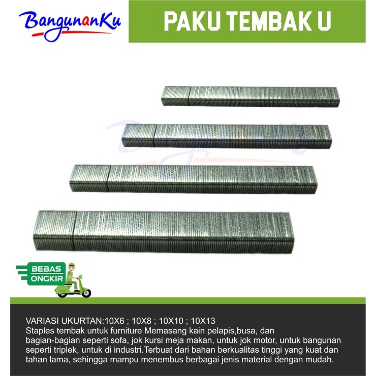 

PAKU TEMBAK (I) / PAKU TEMBAK (U) / ISI PAKU TEMBAK / BRAD NAIL/ STAPLES TEMBAK Isi Paku tembak
