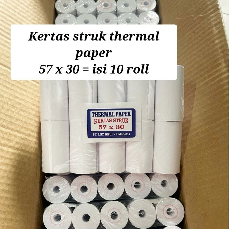 

merk LSY / kertas struk / thermal kasir paper 58x30 / 57×30 isi 10 roll