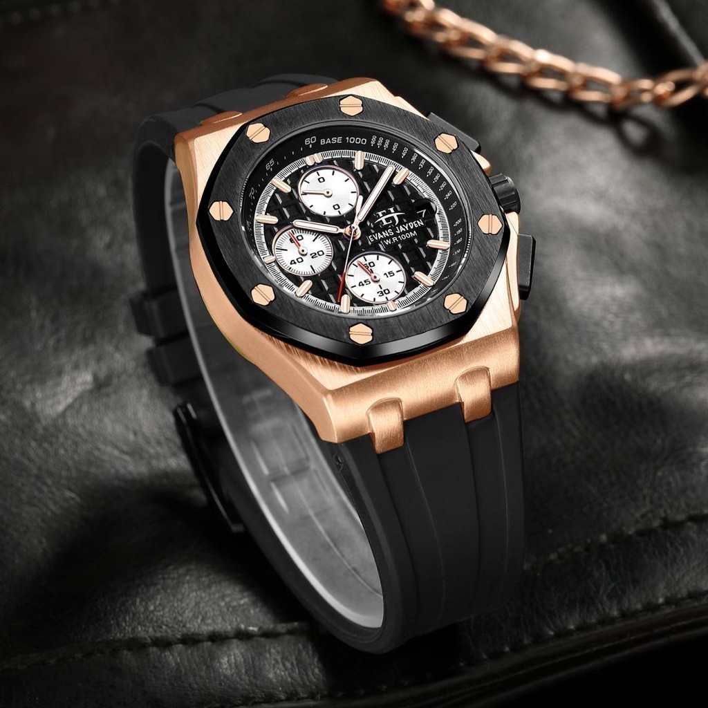 [ DISKON ] Evans Jayden Jam Tangan Pria 9560-1 Rubber Silicon Kaca Sapphire Water Resistant 10ATM