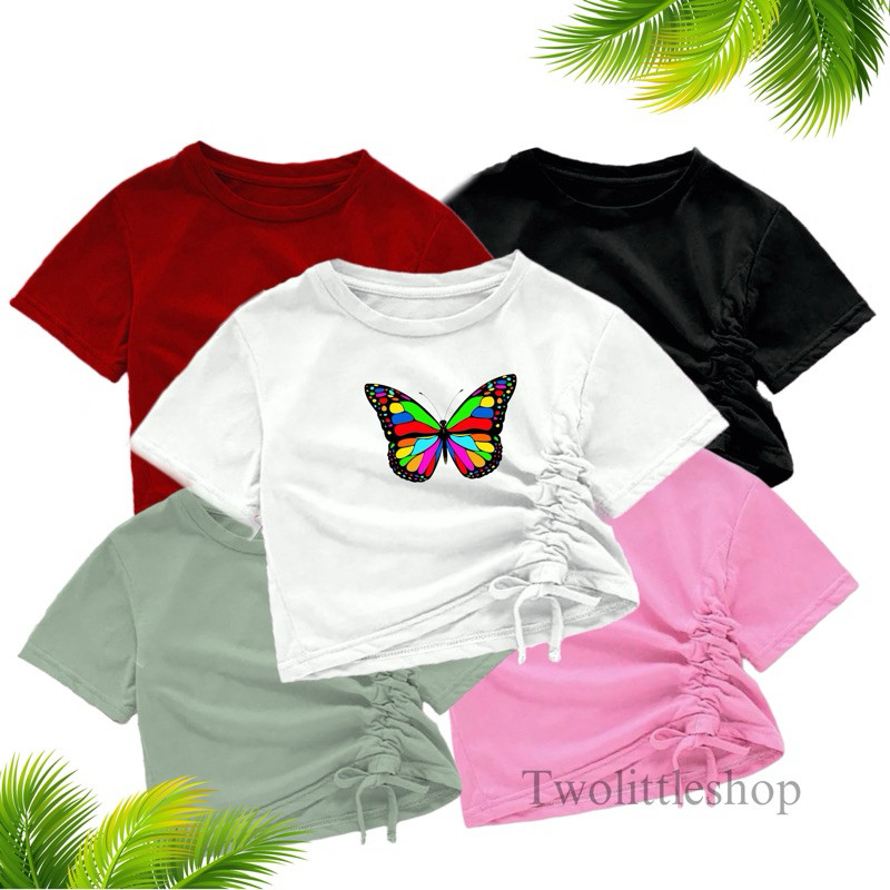 SELILINGSHOP KAOS  CROP TALI ANAK KUPU-KUPU