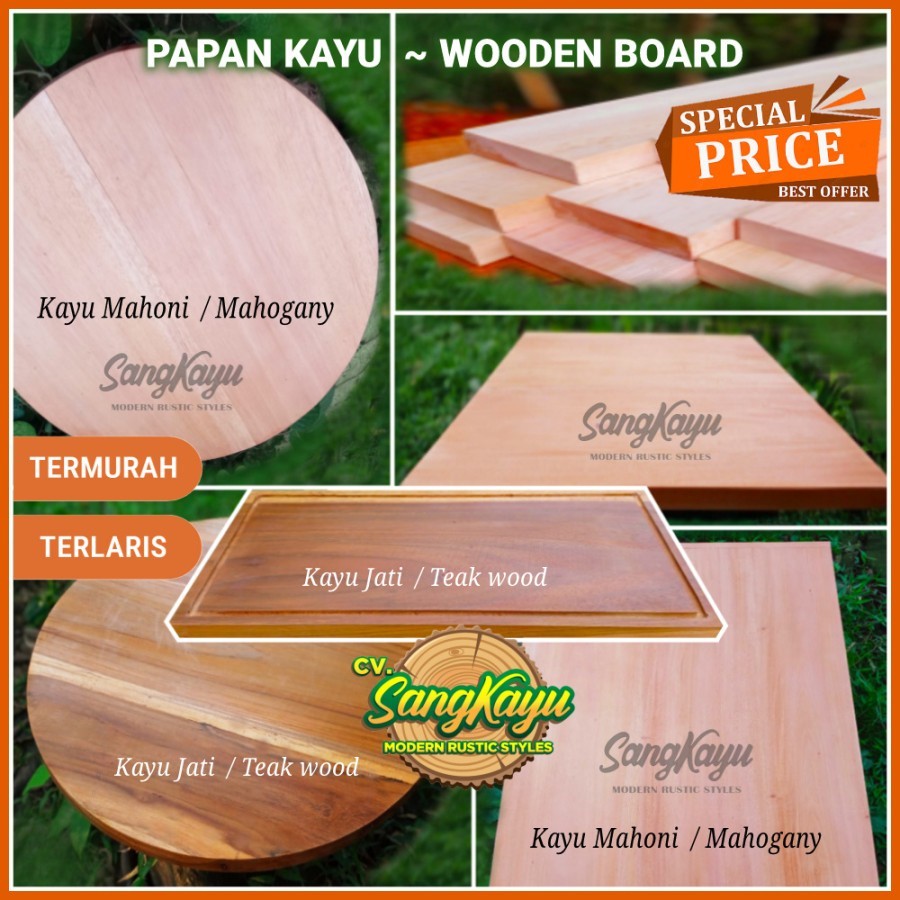 

Papan Kayu 80x40x1,5 cm Wooden Board Bahan Meja Kayu