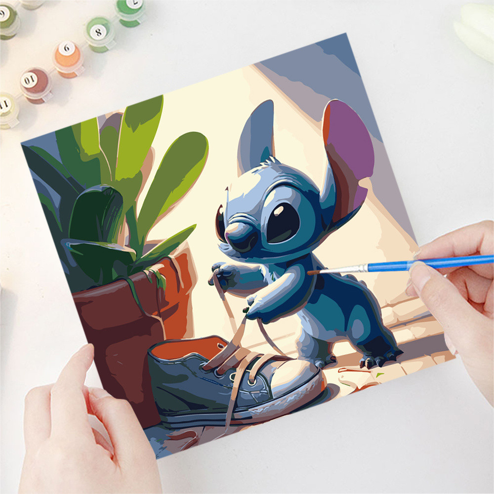 

Disney DIY Acrylic Paint By Number Cartoon Fantasy Lilo Stitch Painting By Numbers Kit Drawing Handicraft Wall Decor Living Rome