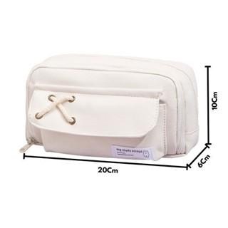 

New Arrival[PROMO] YBL-COD Tempat Pensil Model Pita Silang Kotak Pensil Tali Rami Ritsleting Ganda Bahan Kanvas Pouch Tempat Alat Tulis Perlengkapan Sekolah Kantor Dua Sisi Resleting (BELI LOKAL) Stationery - PUTIH