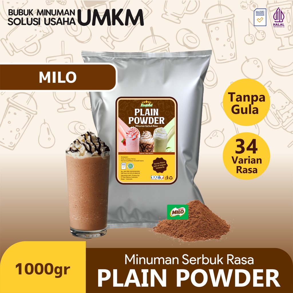 

Bubuk Minuman Tanpa Gula Powder Drink No Sugar Plain Powder Rasa Milo 1kg
