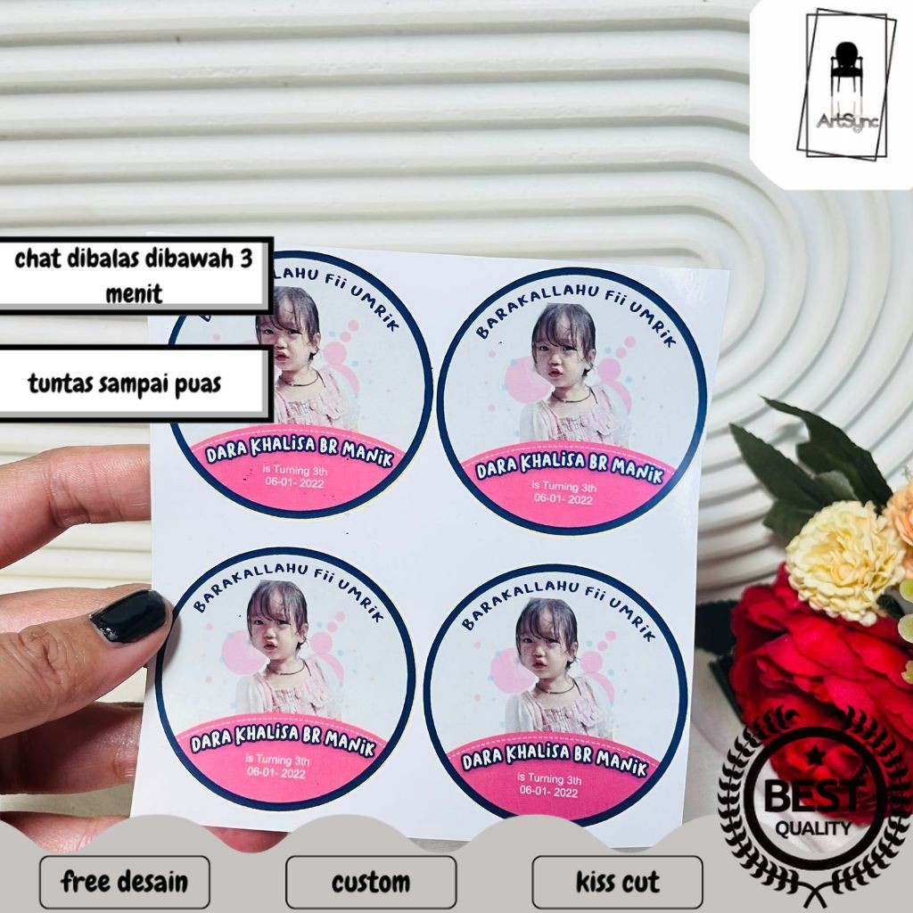 

Syncart 5-8 Print Stiker Vinyl Ulang Tahun Anak Sticker Label Undangan Happy Birthday Uk.Sedang