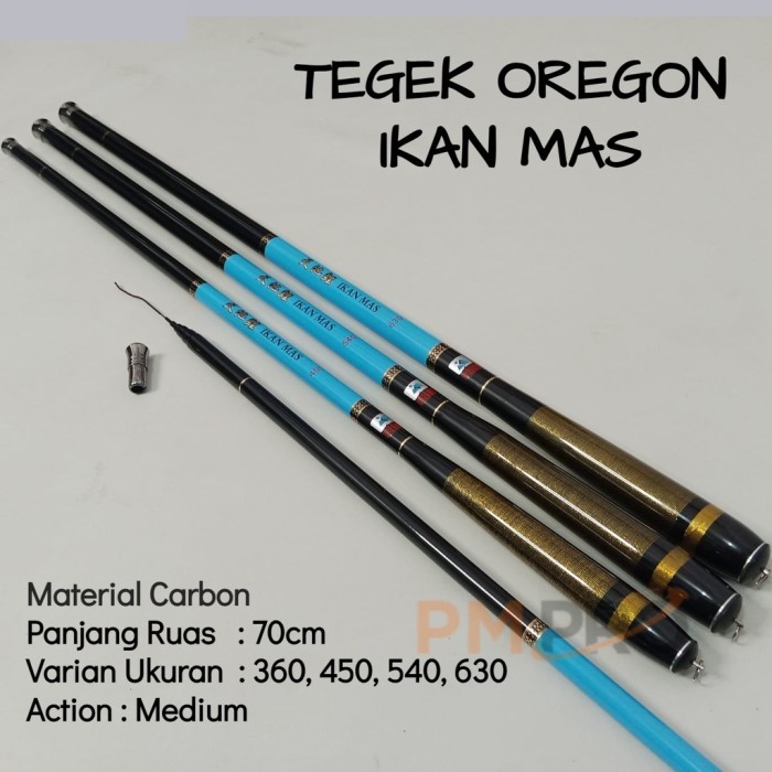 Joran Tegek Carbon Oregon Ikan Mas 360 450 540 630 Action Medium Tangkai Tongkat Pancing Ringan Baha