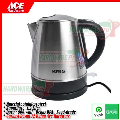 SHAFFSHOP Teko Listrik KRIS 1.2 Liter Ketel Listrik Water Kettle Pemanas Air KRIS 1.2 Liter Bergaran