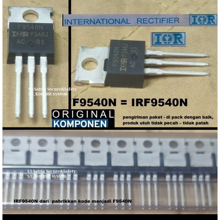 Mosfet asli IRF9540N IRF9540 IRF 9540 N original ori ir F9540N