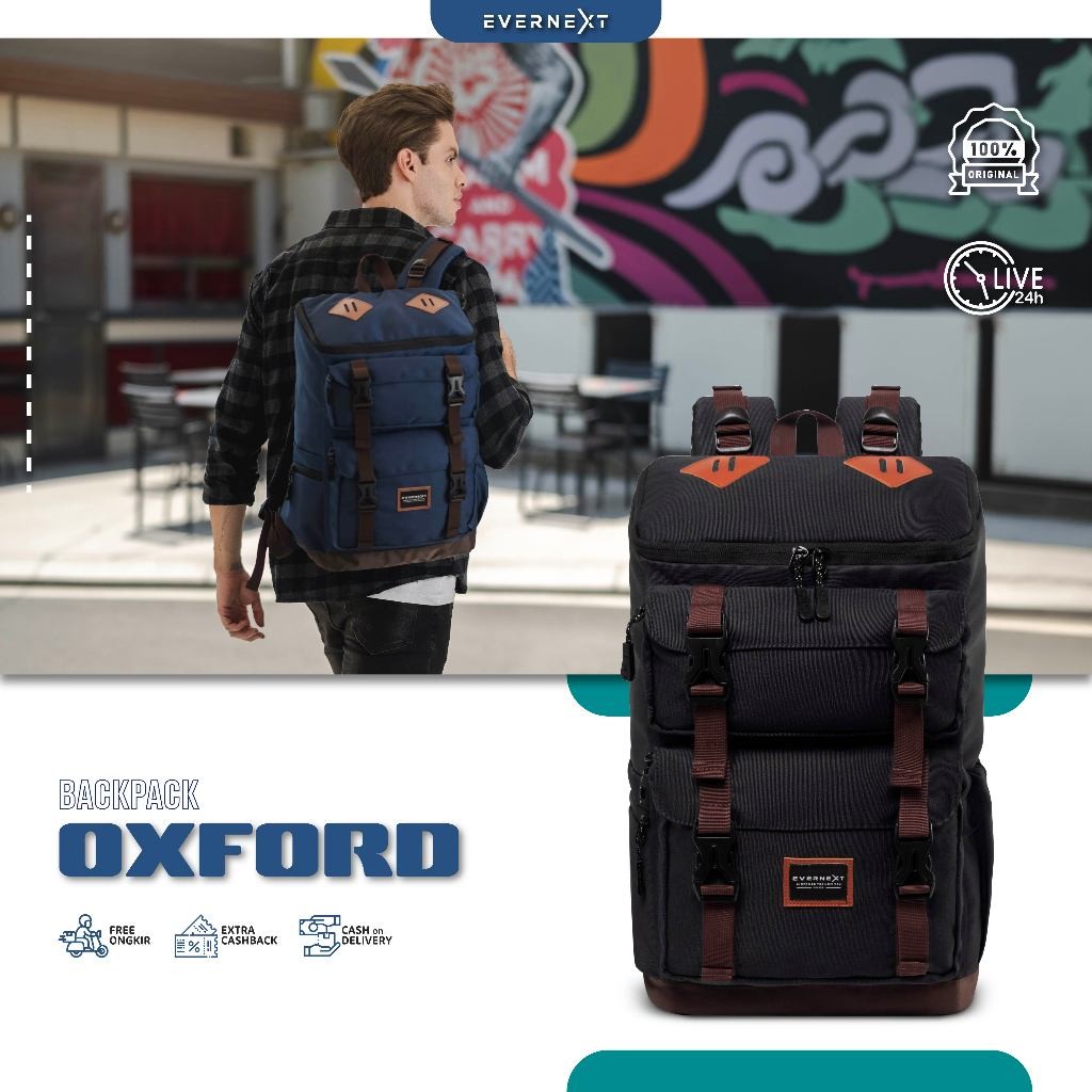 [PREMIUM ORIGINAL] Evernext - Tas Ransel Laptop Pria Tas Sekolah Pria Wanita Backpack Oxford Tas Out