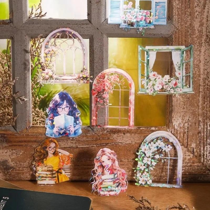 

10Sheets Per Pack stickers literary girl character bare handmade account decoration Sea Book DIY Supplies Scrapbook 158*112mm