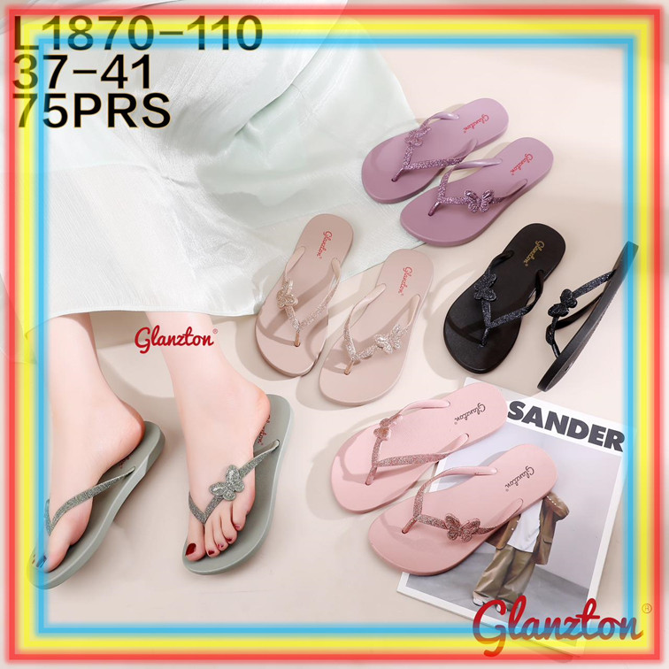 [PROMO SPESIAL] L1870-110 Sandal Jepit Wanita Glitter Glanzton Sendal Cewek Jelly Karet Tali Gliter 