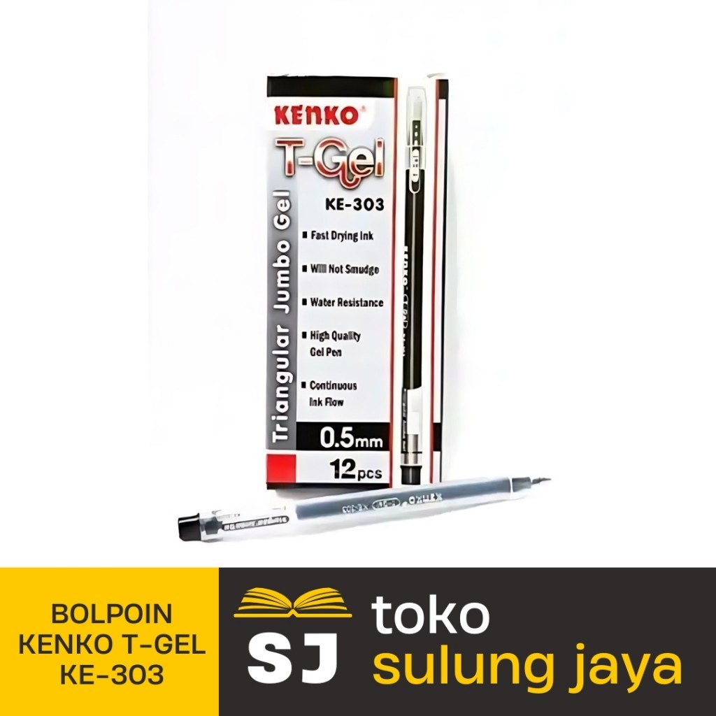 

BOLPOIN KENKO T-GEL KE-303 | PEN GEL KENKO | PULPEN GEL HITAM KENKO