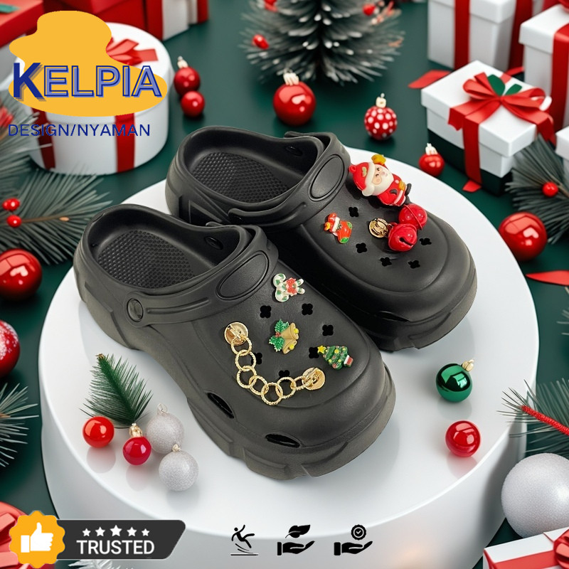 Sandal Baim Wanita Dewasa Bermotif Rantai Mainan Hari Natal Sandal Harian Bahan Karet Eva Lembut