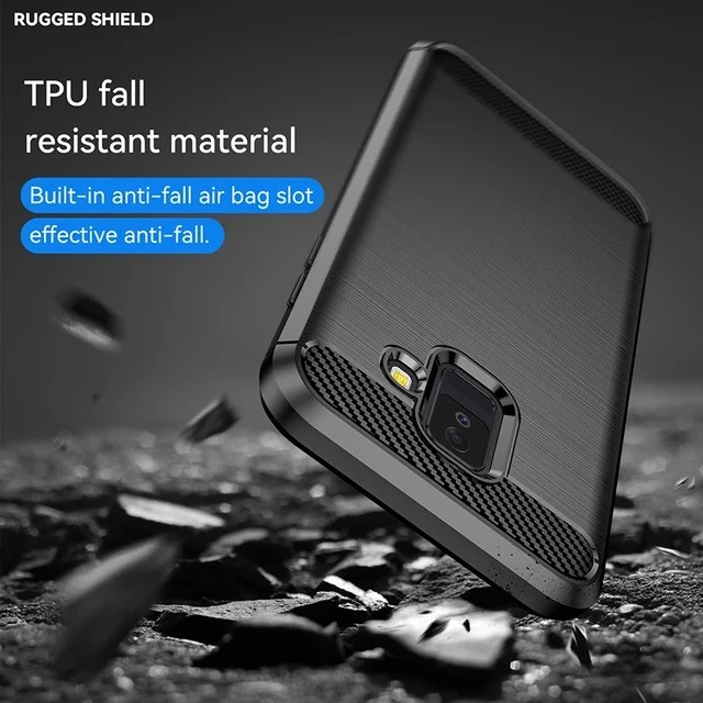 CASE SAMSUNG A6 A8 A6 PLUS A8 PLUS 2018 RUGGED CARBON FIBER ANTI SHOCK #SWDRGCB