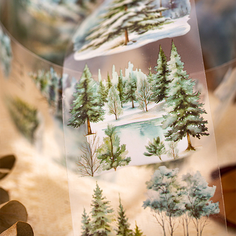 

Mr. Paper 6Style 1Roll/box Tree Mori Ri Landscaping Tape DIY Handbook Scrapbook Photo Frame Calendar Card Decoration