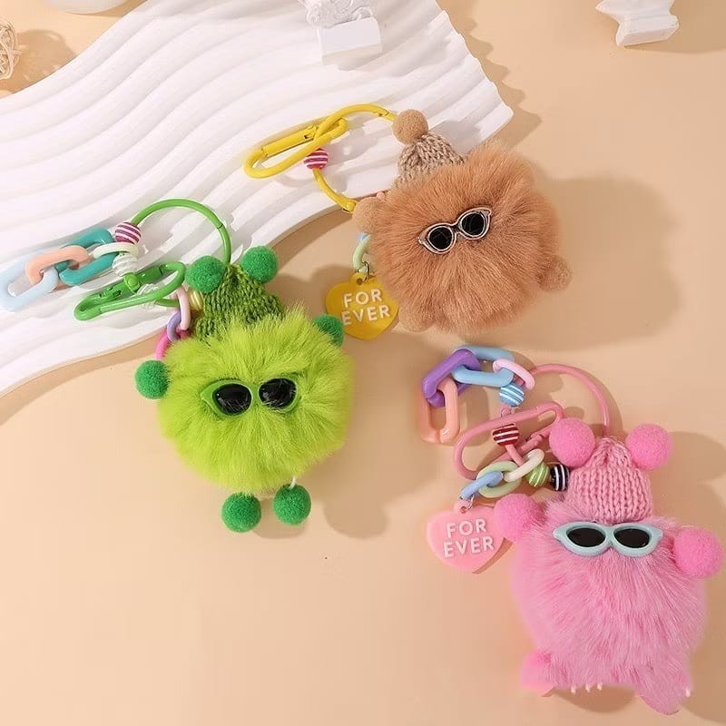 Aksesories Tas Gantungan Kunci Lucu Boneka Pom Pom Cute Coal Balls Pet Little Monster Phone Gantunga