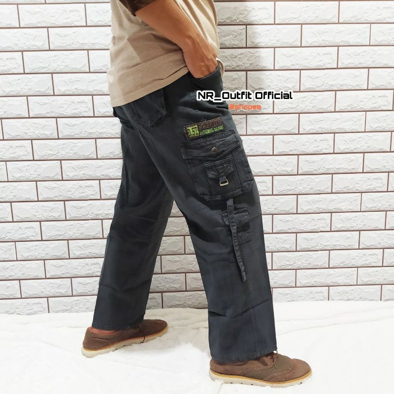 Celana Panjang Cargo Jeans Kempol Tactical Kargo Reguler Fit Denim DKarver Cowok Straight Borju NR O