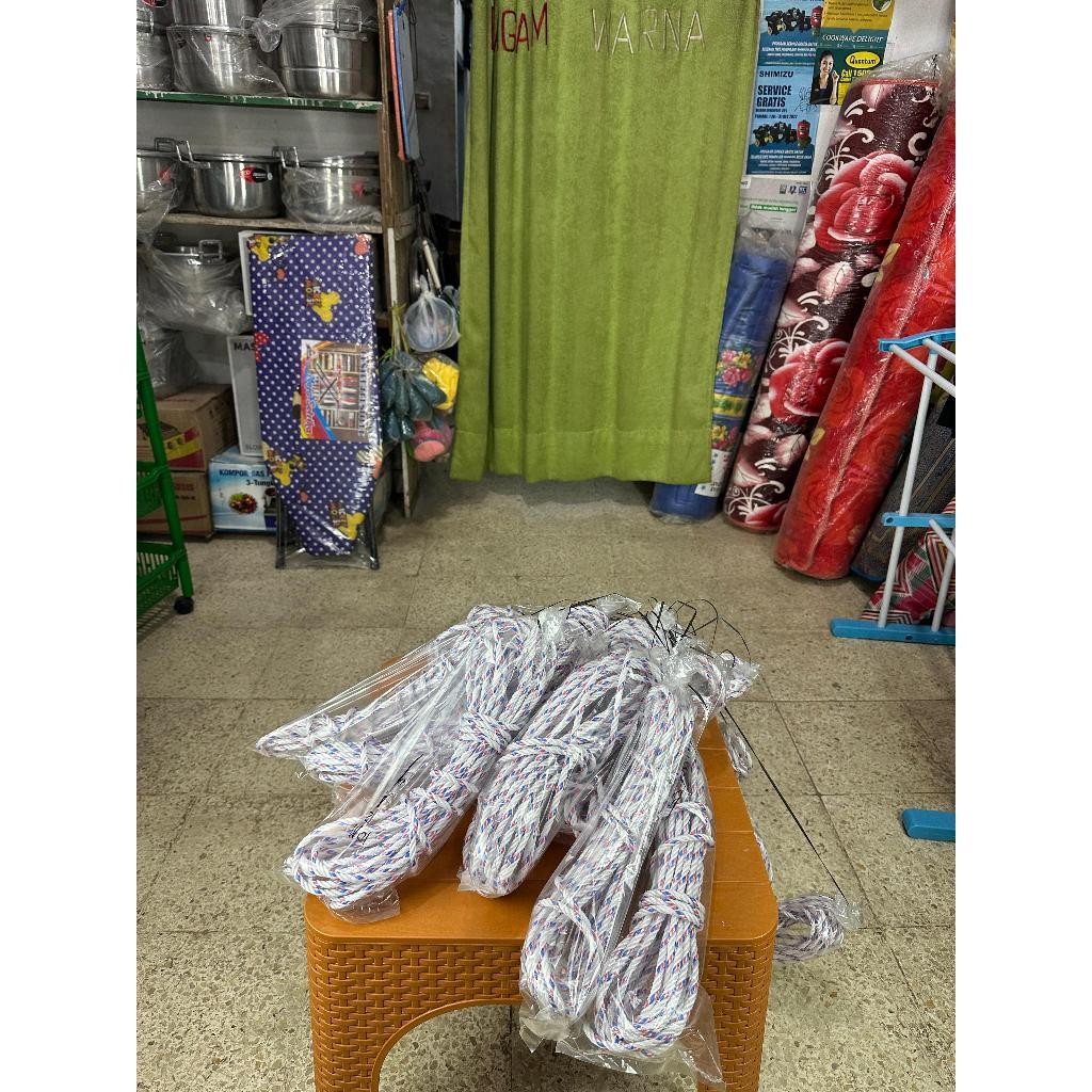 

Tali tambang Putih Motif Bercak 10Meter Nilon Asli Tidak Mudah Putus