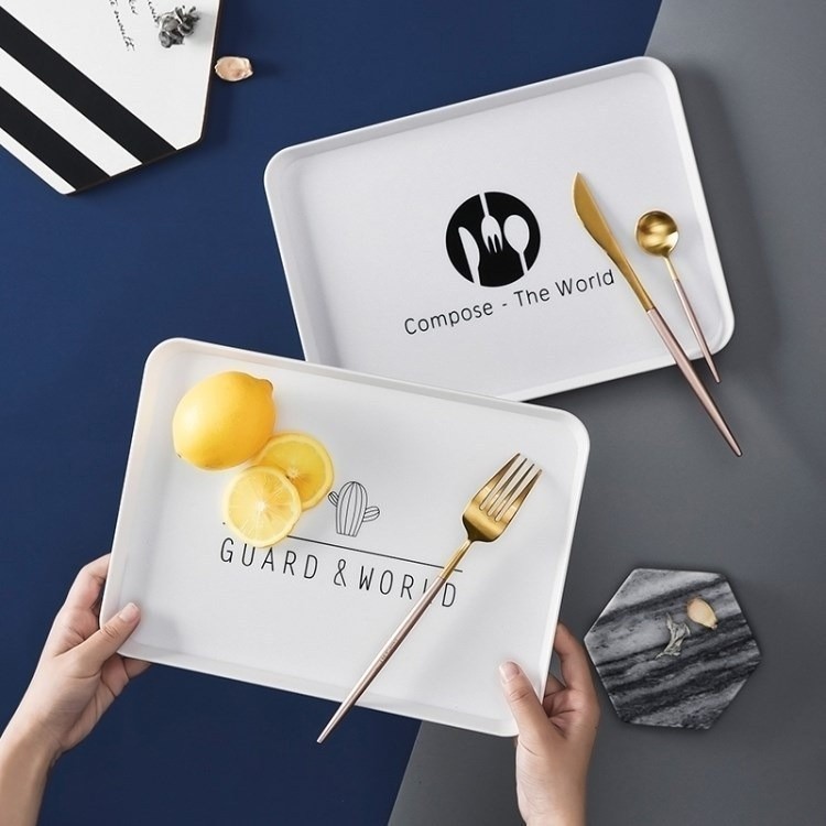 HL0291 Nampan Makanan Plastik Putih Tatakan Piring Makanan Minuman Wadah Saji Petak Talam Tempat Saj