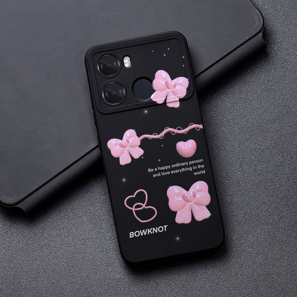 Softcase  Procamera For ITEL P40 2023 Terbaru Motif Cute Black Fashion Case Kesing Handphone Casing 