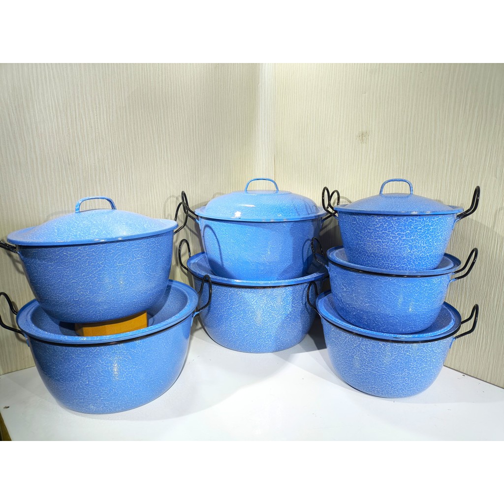 Panci Jumbo Enamel Motif Lurik