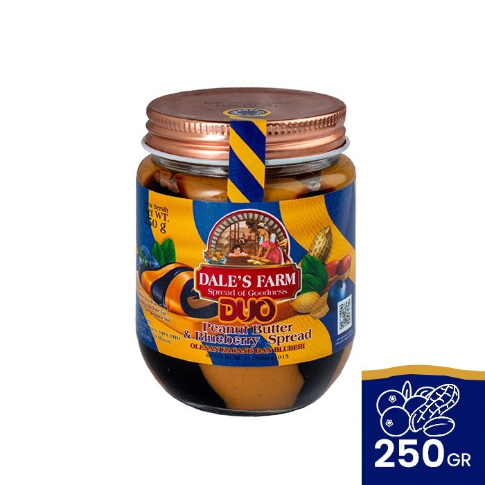 

New Arrival Dale's Farm Duo Peanut Butter & Blueberry 250g - Selai Kacang