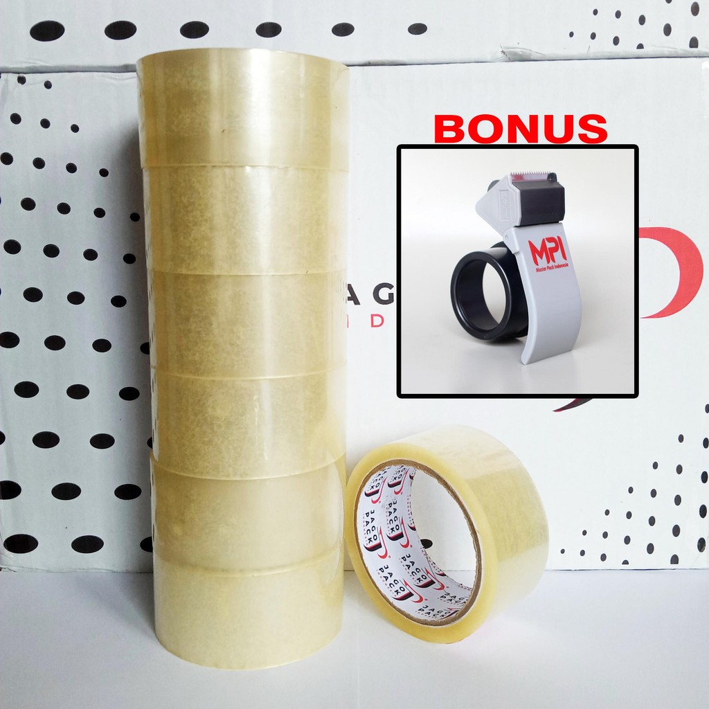 

[BONUS DISPENSER] 1 Slop - Lakban Bening Ekonomis 45 x 90 yard - Lakban Packing Hemat - Jago Pack Indonesia