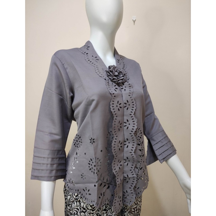 ✨LARIS✨ -Atasan Kebaya Wanita Modern Laser Cut Warna Abu| Kebaya Wisuda Jumbo - XL