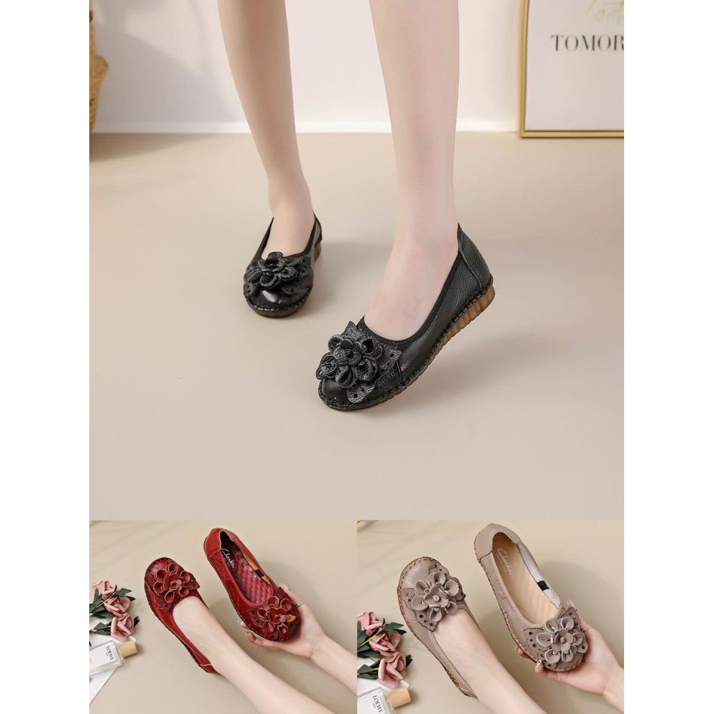 Clarks new pita Sepatu woman  clarks flat wanita kulit asli Sepatu Wanita  melati Nyaman dan tidak