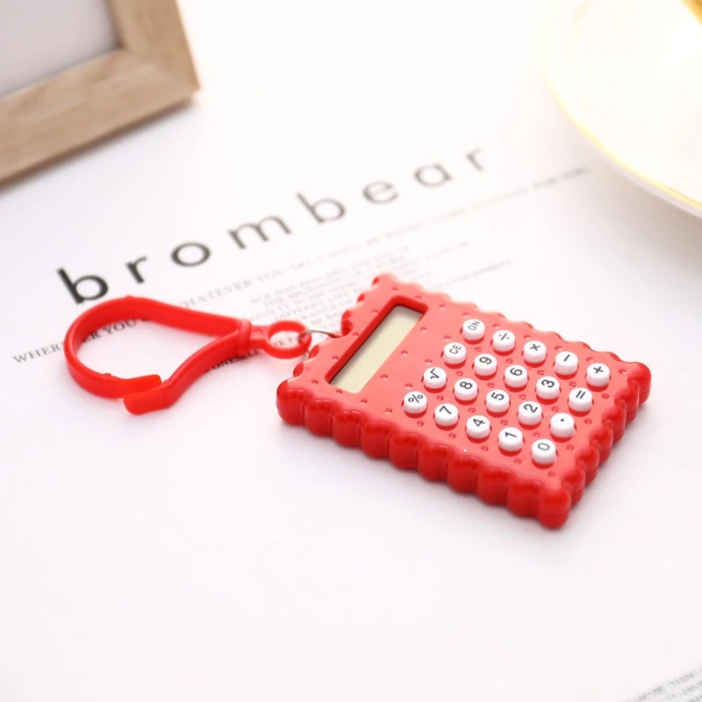 

Plastic Student Mini Electronic Calculator Biscuit Shape Mini Arithmetic Calculator with Keychain School Office Mini Calculator