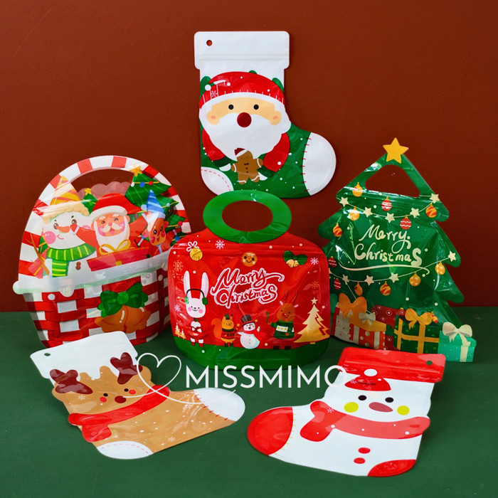 

Plastik Ziplock Natal Christmas Goodie Bag Hamper Bingkisan Hadiah Packaging Snack Candy Cookies