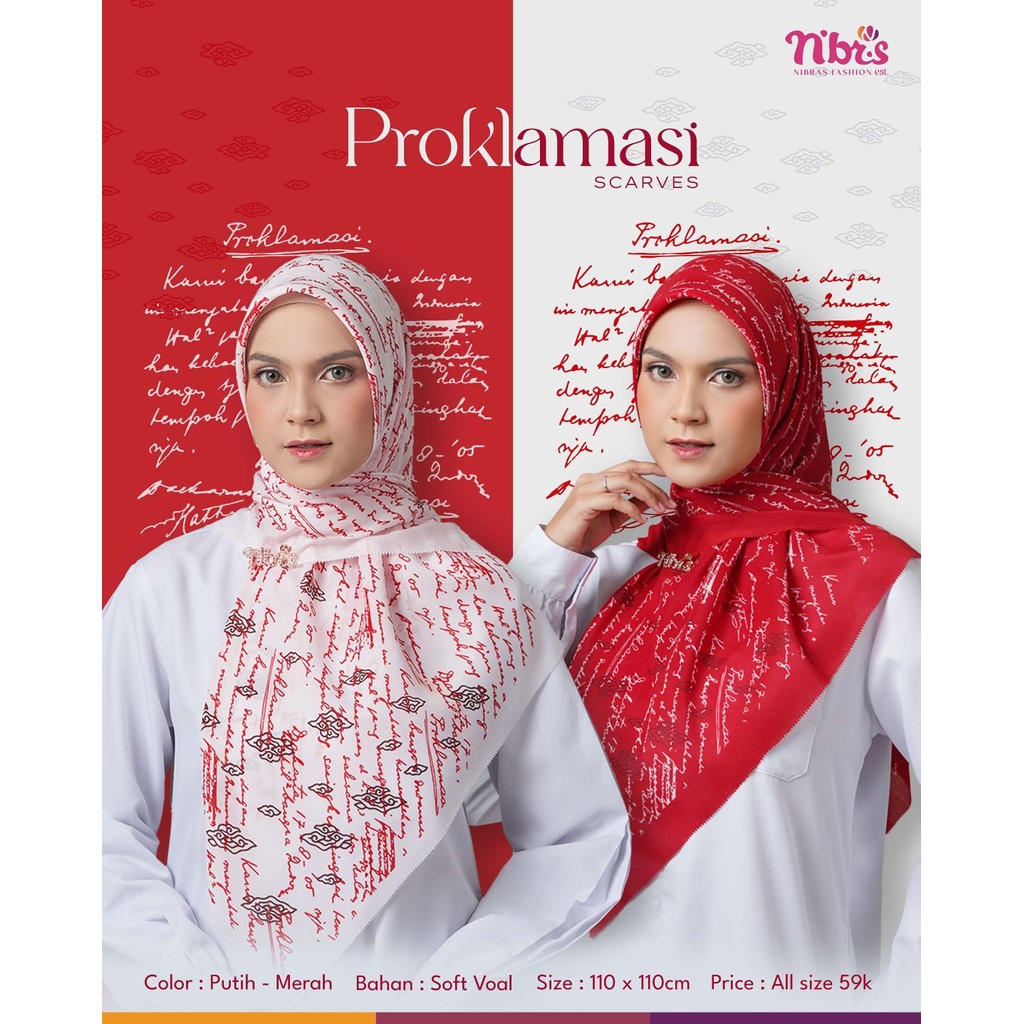 KNS - Jilbab Proklamasi Scarves Kemerdekaan By Nibras Original Premium Branded