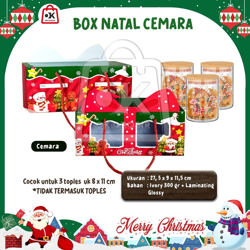 

Box Kado Natal CEMARA untuk 3 Toples 8x11cm Kue Kering Natal Christmas Gift Box (1 pcs)