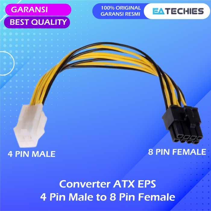 Kabel Converter ATX EPS 4 Pin Male to 8 Pin Female 20cm - 4 pin ke 8 pin Motherboard
